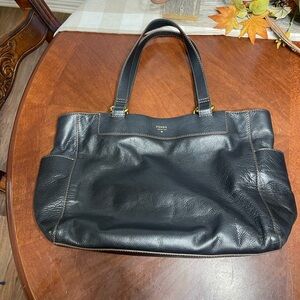 Fossil  Pebbled Leather Tote Shoulder Bag Brass  Shopper